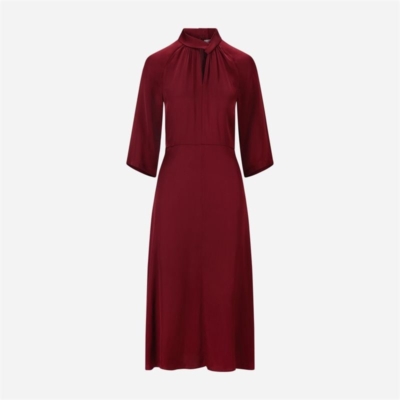 Florentina Neck Twist Dress - Wine Red