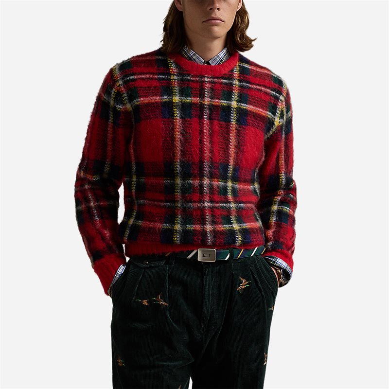 Plaid Wool-Blend Sweater - Red Combo