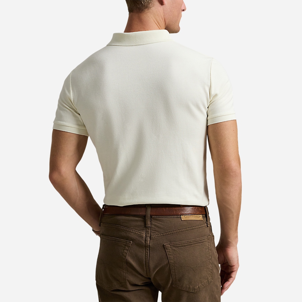 Custom Slim Fit Mesh Polo Shirt - Parchment Cream