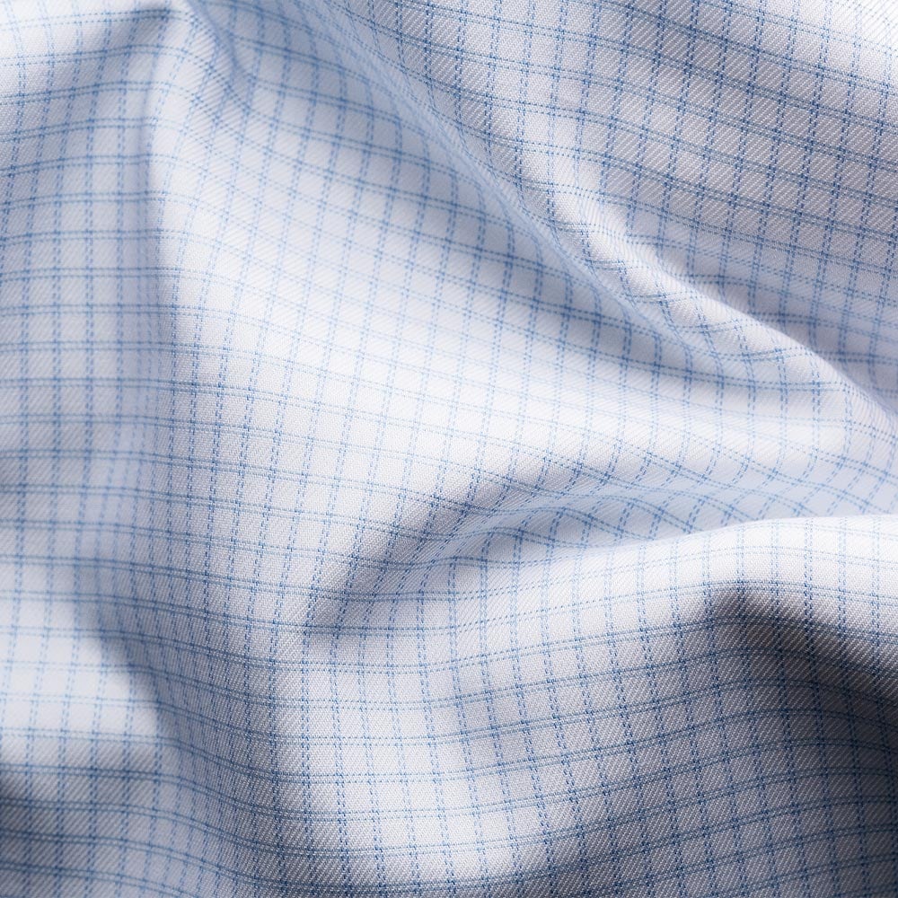 Contemporary Cotton-Tencel Check Shirt - Light Blue