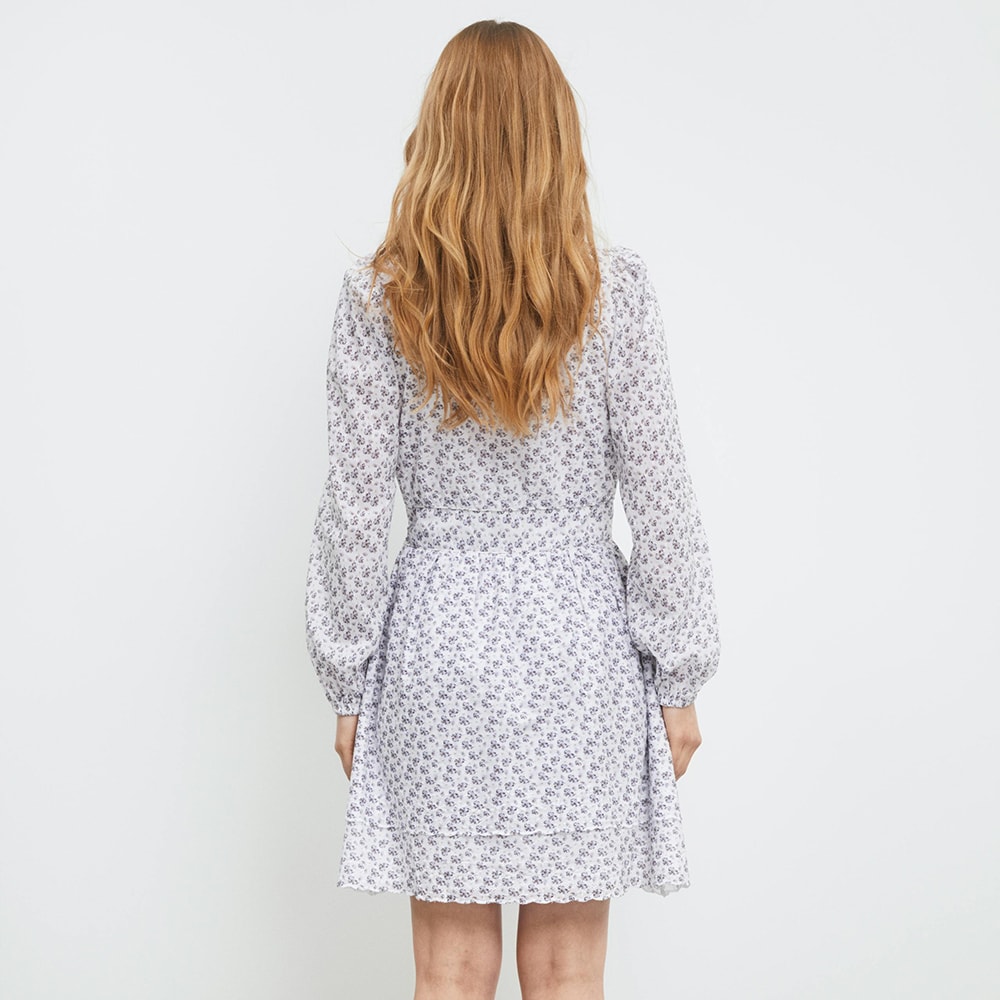 Lea Dress - White Lupin Print