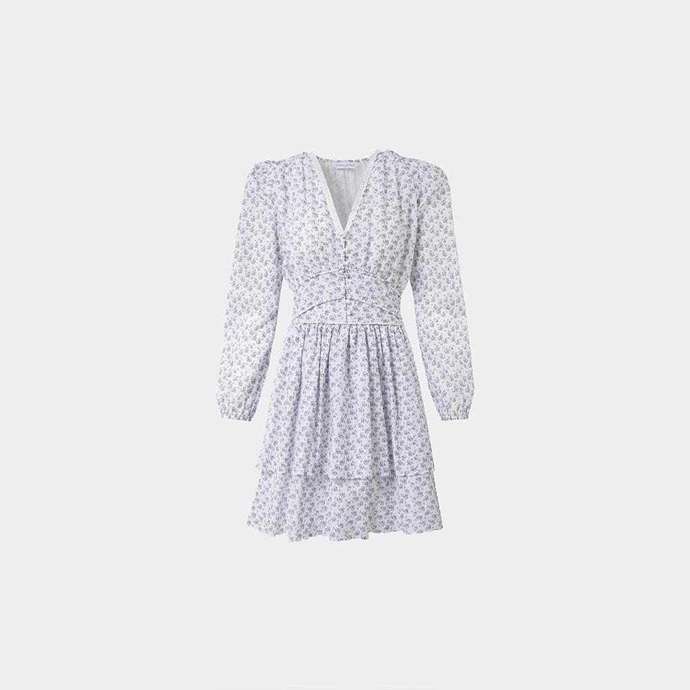 Lea Dress - White Lupin Print