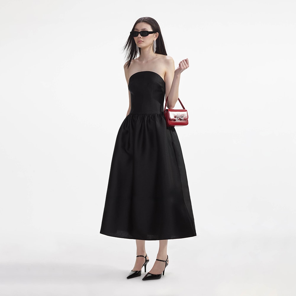 Taffeta Midi Dress - Black