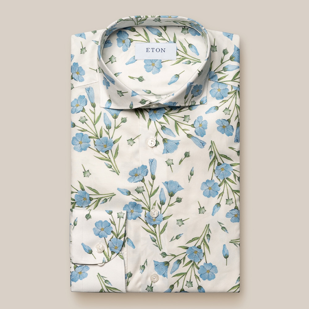 Contemporary Floral Signature Twill Shirt - White Melange Floral