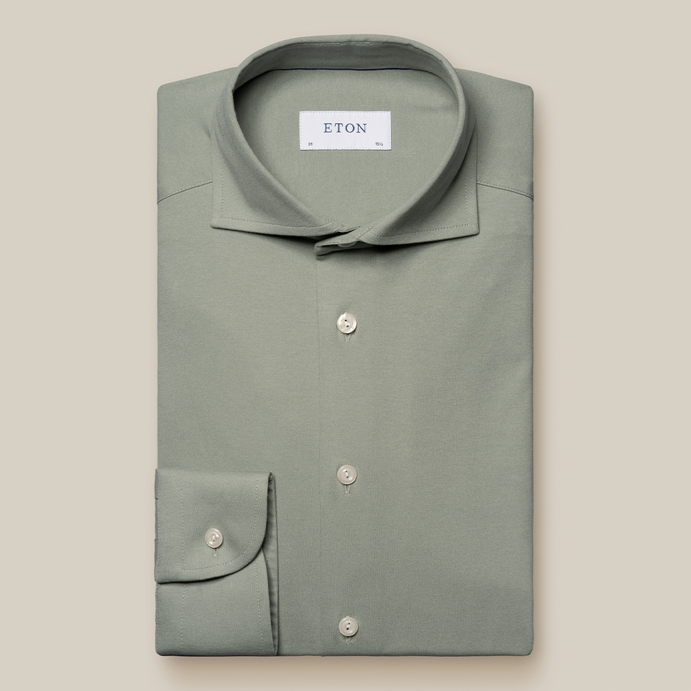 Slim Four-Way Stretch Shirt - Mid Green Solid