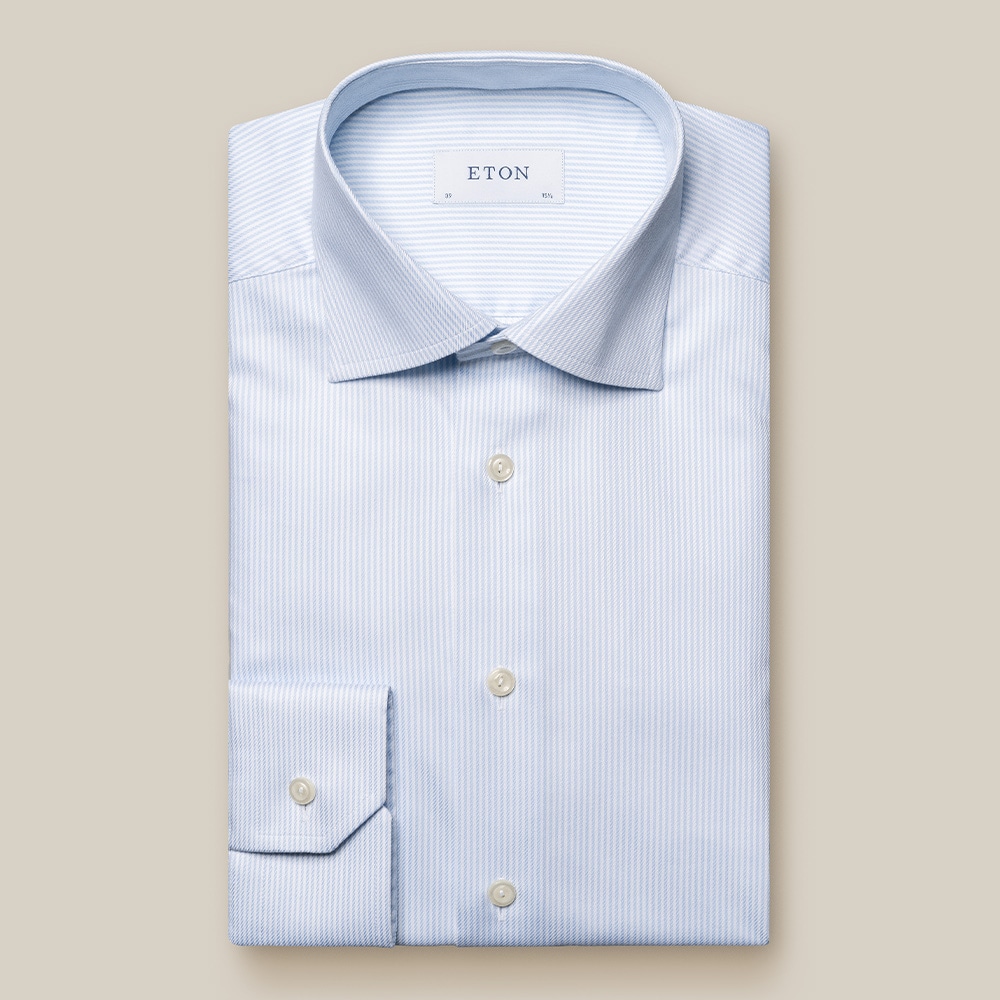 Contemporary Cotton-Tencel Shirt - Light Blue Striped