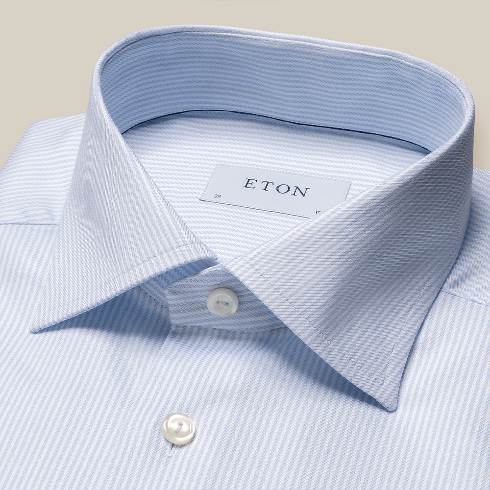 Contemporary Cotton-Tencel Shirt - Light Blue Striped