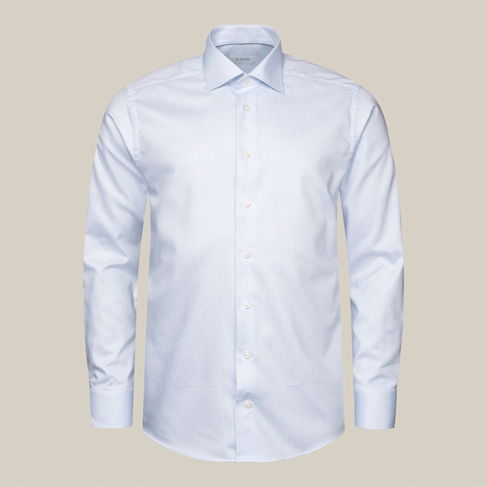 Contemporary Cotton-Tencel Shirt - Light Blue Striped