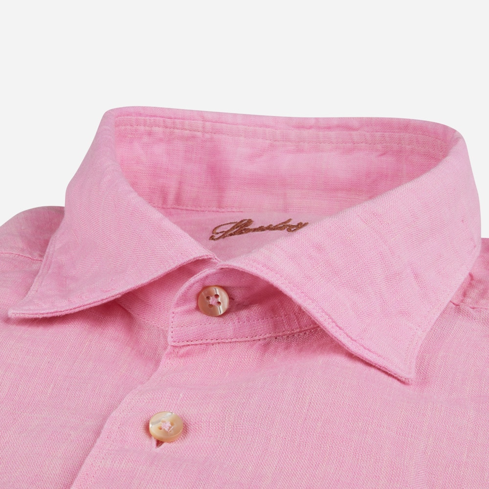 Slimline Linen Shirt - Pink