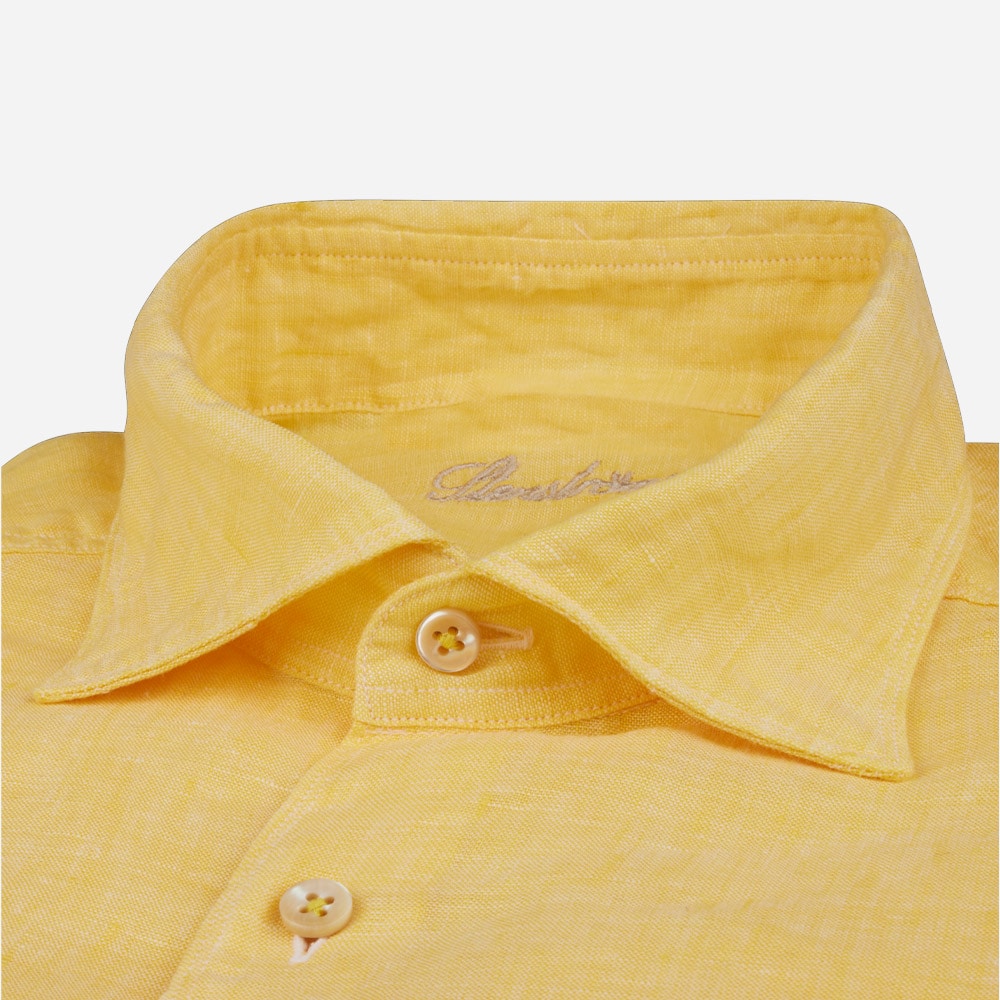 Fitted Body Linen Shirt - Light Yellow