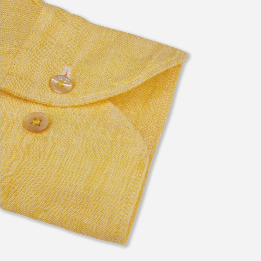 Fitted Body Linen Shirt - Light Yellow