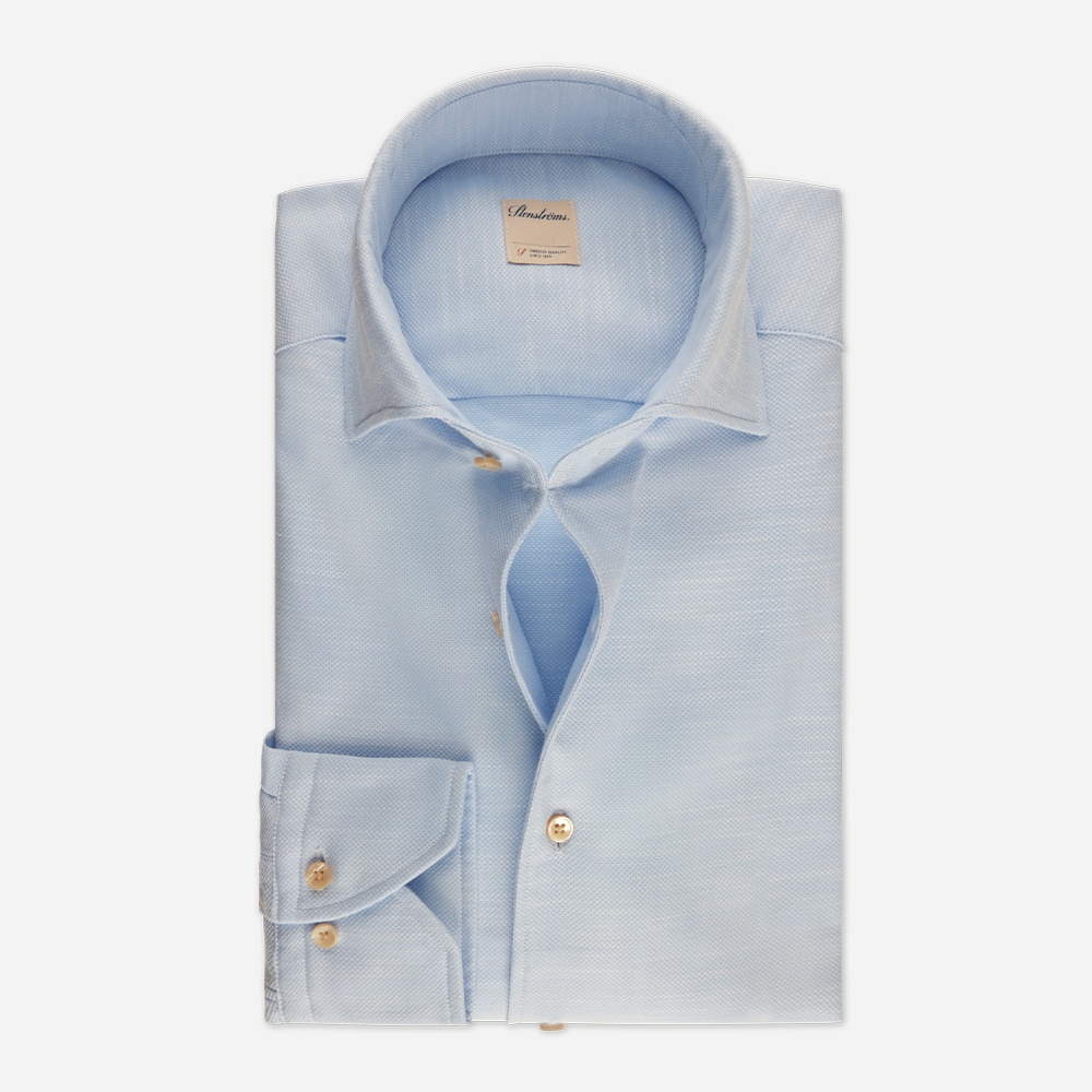 Fitted Body Relaxed Twill Shirt - Light Blue