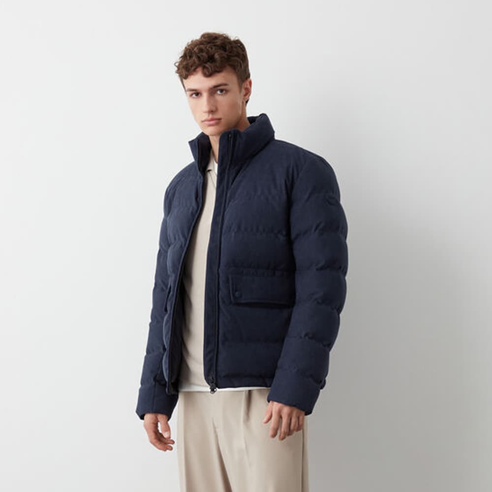 Waterproof Corduroy Down Jacket - Navy