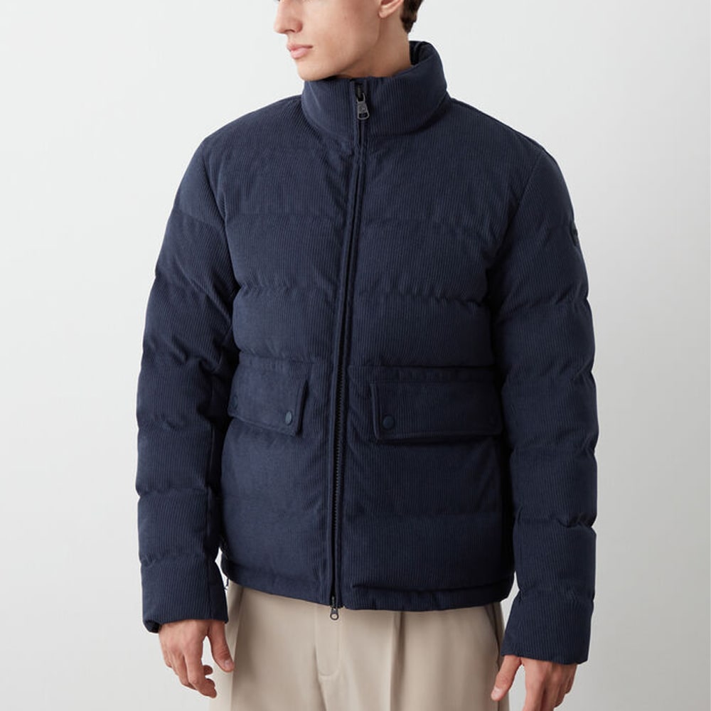 Waterproof Corduroy Down Jacket - Navy