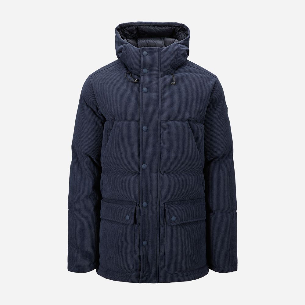 Down Jacket Long Corduroy - Navy