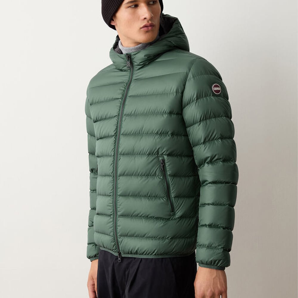 Sporty Down Jacket Hoodie - Bottle Green