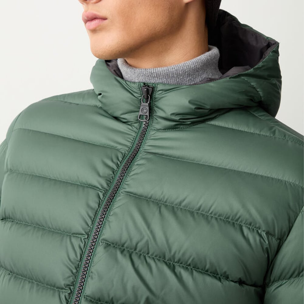 Sporty Down Jacket Hoodie - Bottle Green