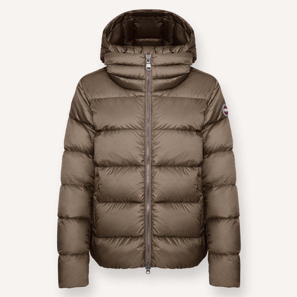 Down Jacket Short Hoodie - Dark Coffe Cream