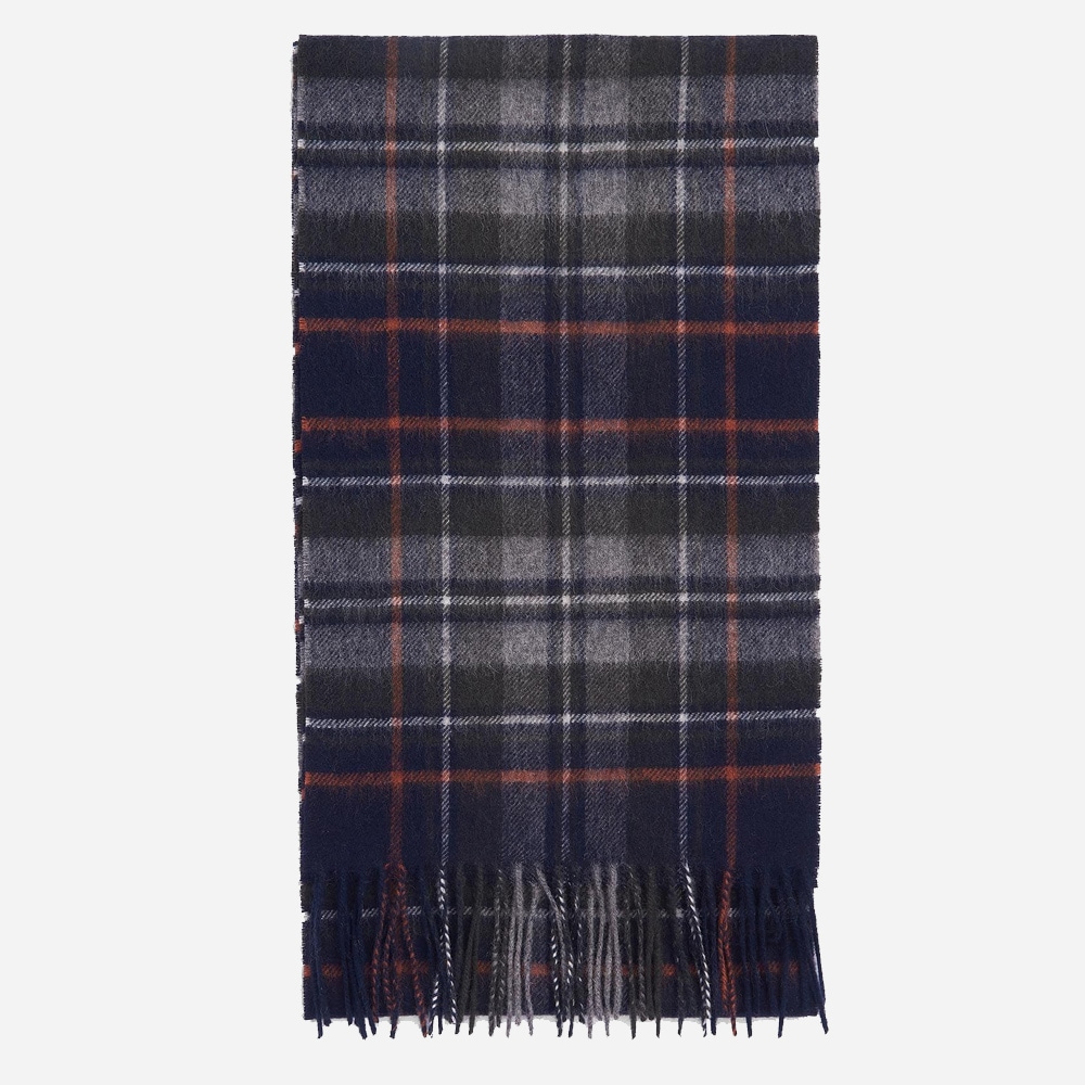 New Check Tartan Scarf - Navy/Dark Ginger