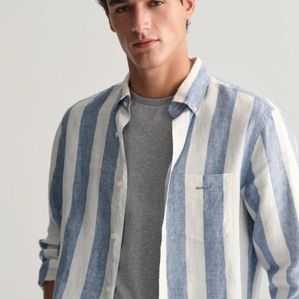 Stripe Linen Shirt - Salty Sea
