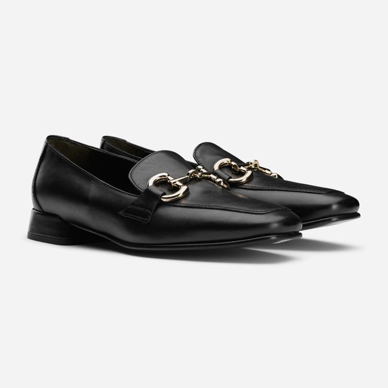 Loafer With Heel - Vitello Nero