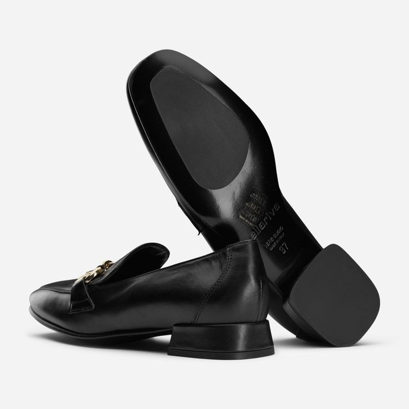 Loafer With Heel - Vitello Nero