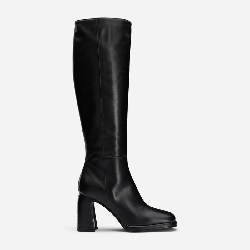 High Leather Boots - Vitello Nero