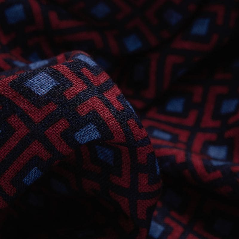 Scarf Wool - Navy-Red