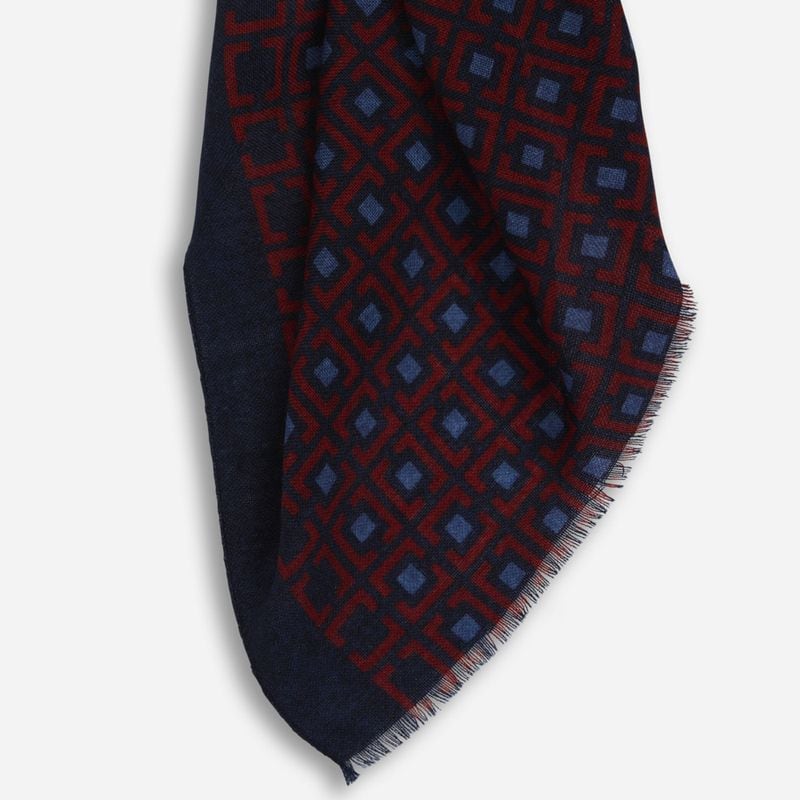 Scarf Wool - Navy-Red