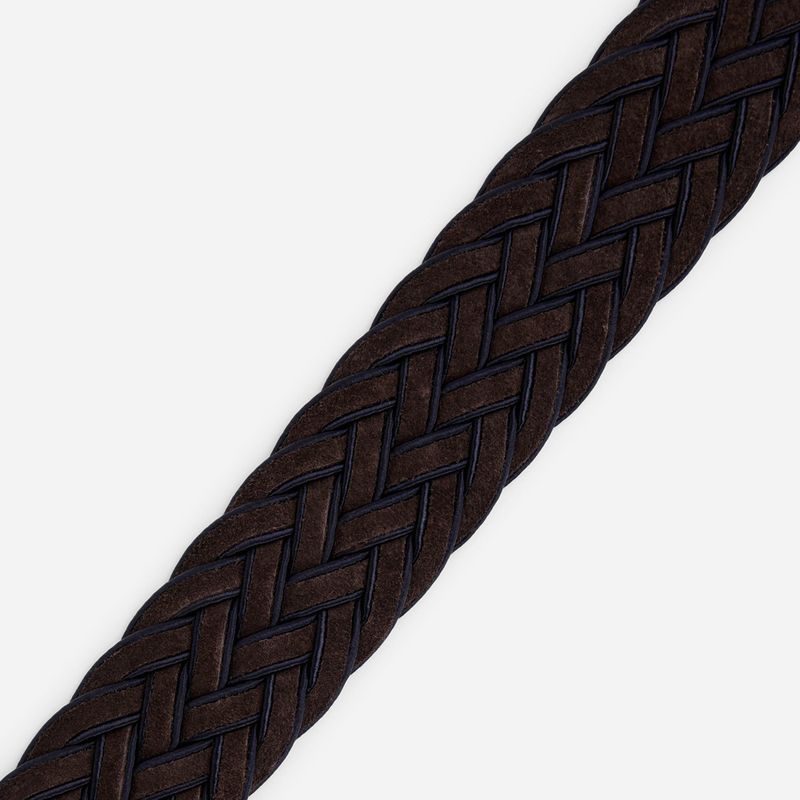 Suede Braided Belt - Dk Brown-Blue