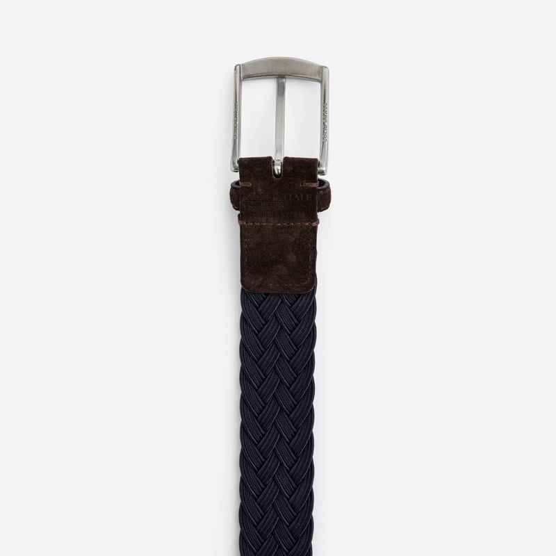 Suede Braided Belt - Dk Brown-Blue