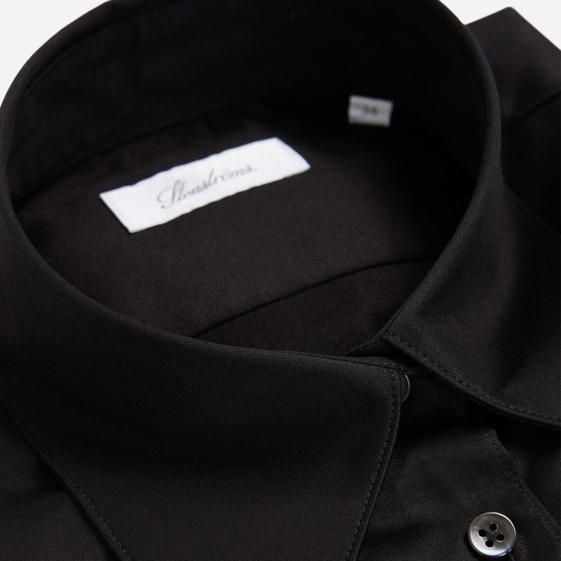 Ingrid Wide Collar Shirt - Black