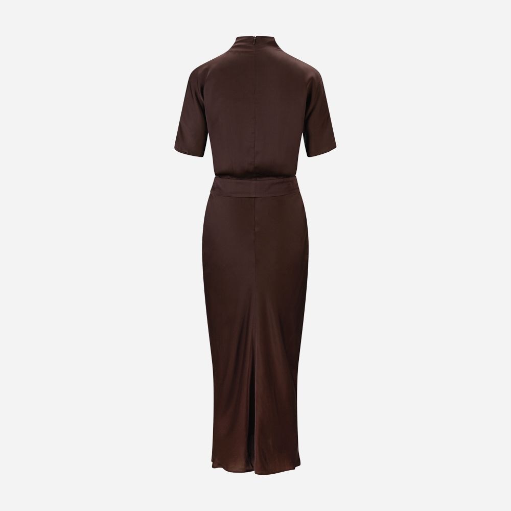 Arwen High Neck Dress - Brown