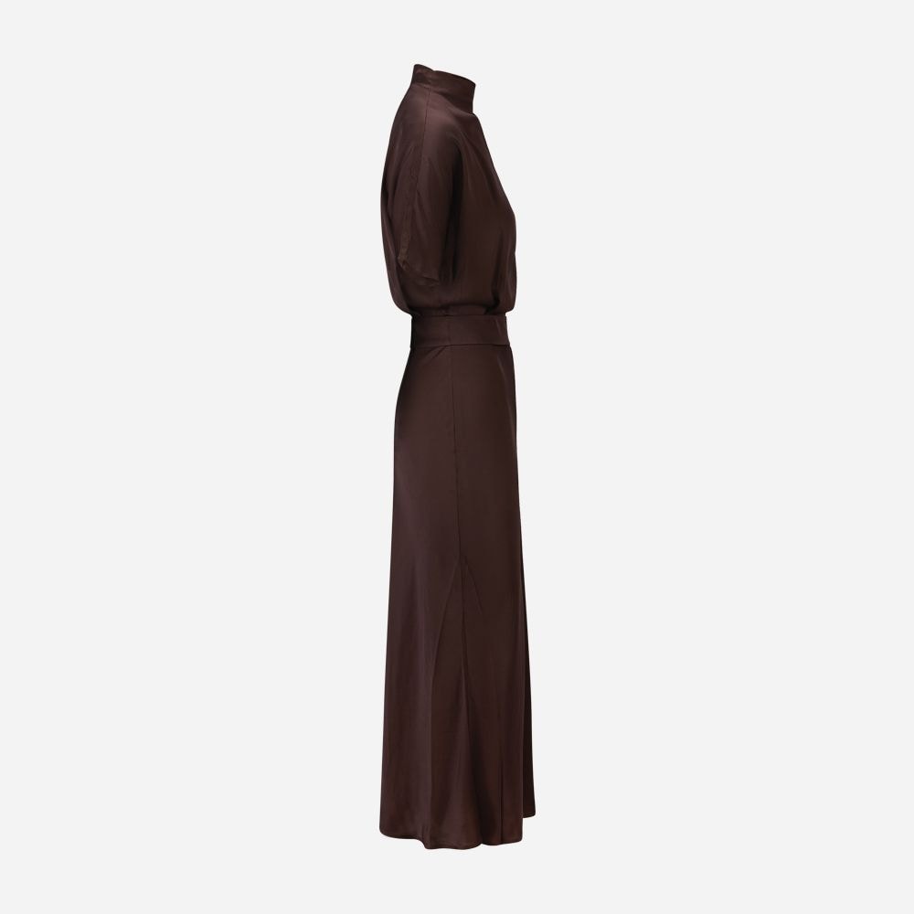 Arwen High Neck Dress - Brown