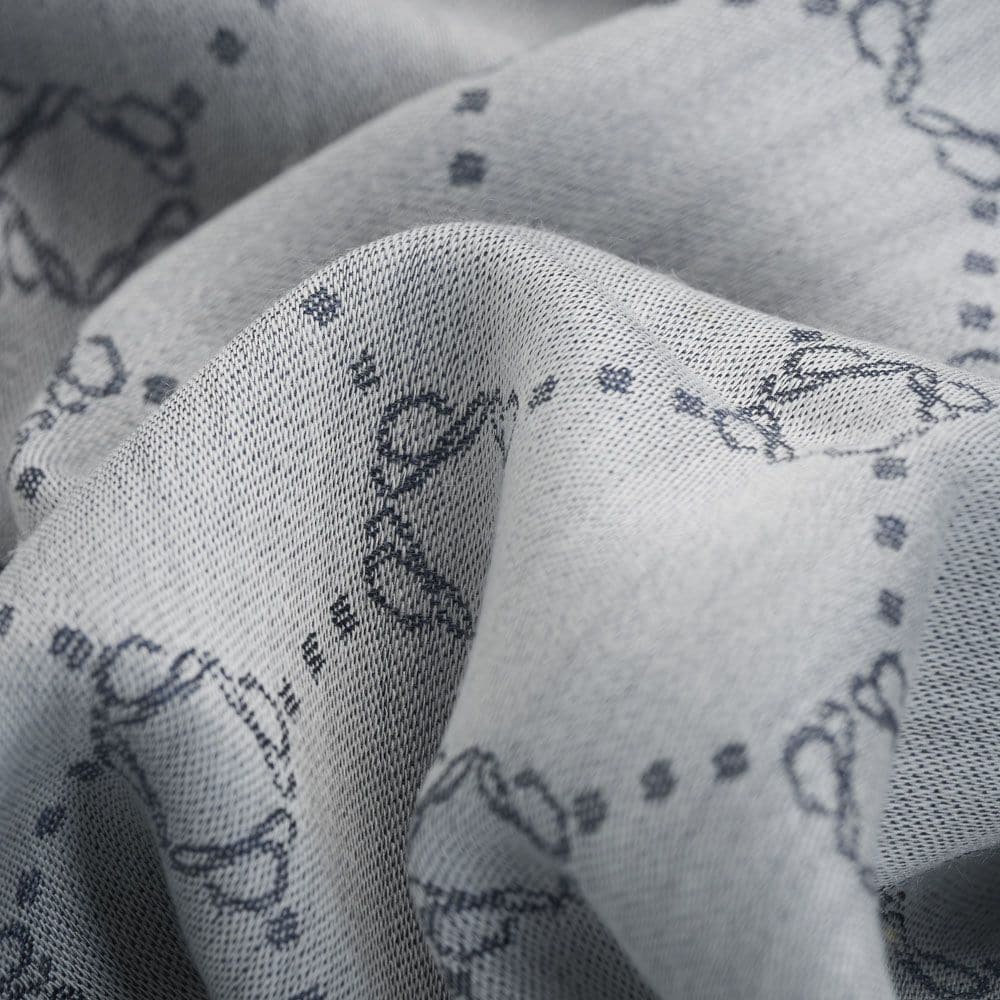 Silk-Wool Scarf - Blue-White