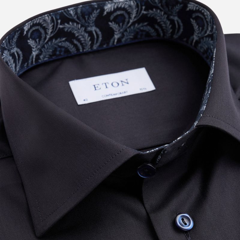 Contemporary Signature Twill Shirt - Navy Blue Floral Effect