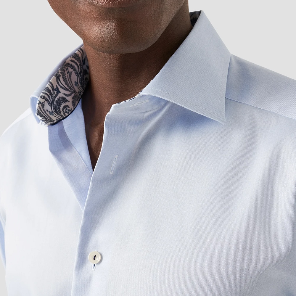 Slim Signature Twill Shirt - Ligth Blue Floral Effect