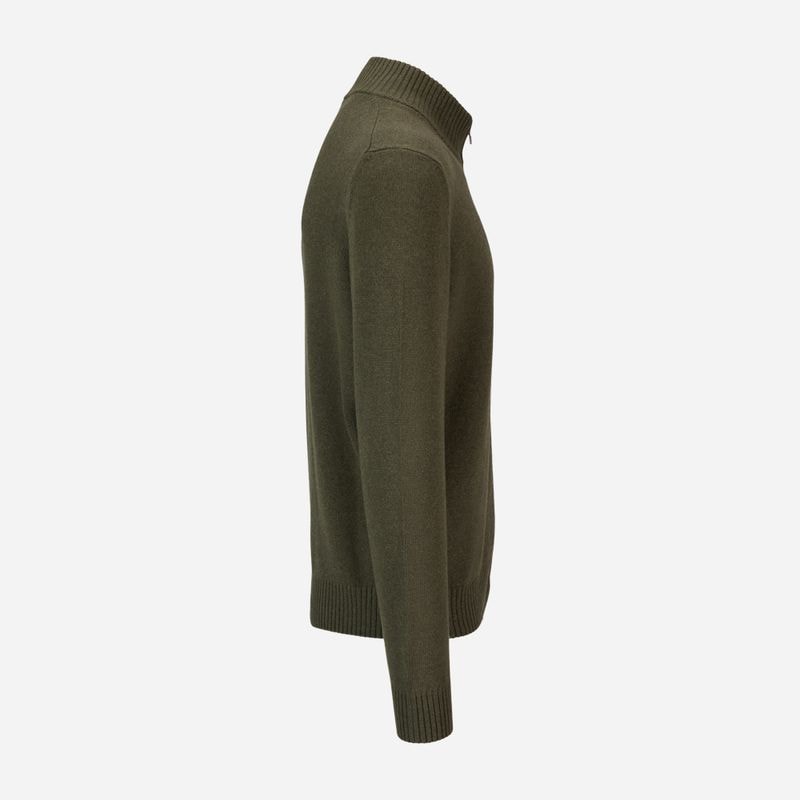 Full Zip Jacket Wool-Cashmere - Olive