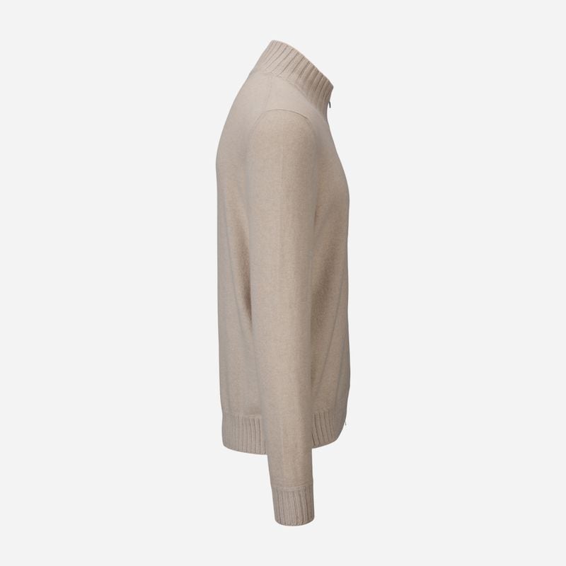 Full Zip Jacket Felted Cashmere - Beige