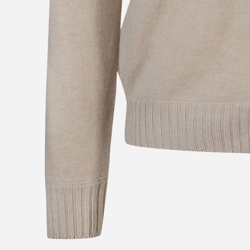 Full Zip Jacket Felted Cashmere - Beige