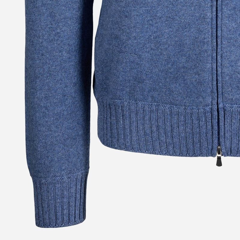 Full Zip Jacket Felted Cashmere - Ligth Blue