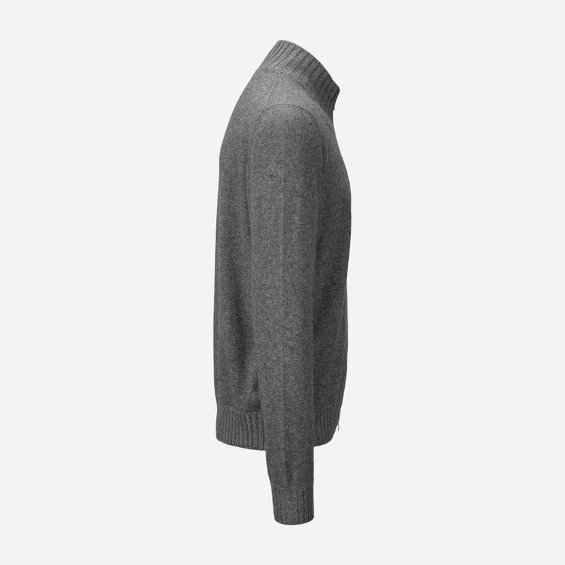 Full Zip Jacket Felted Cashmere - Grey