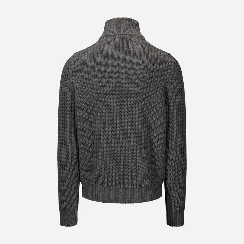 Full Zip Jacket Rib Wool-Cashmere - Grey