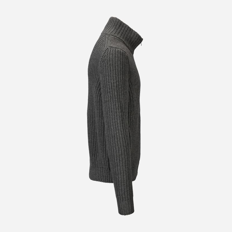 Full Zip Jacket Rib Wool-Cashmere - Grey