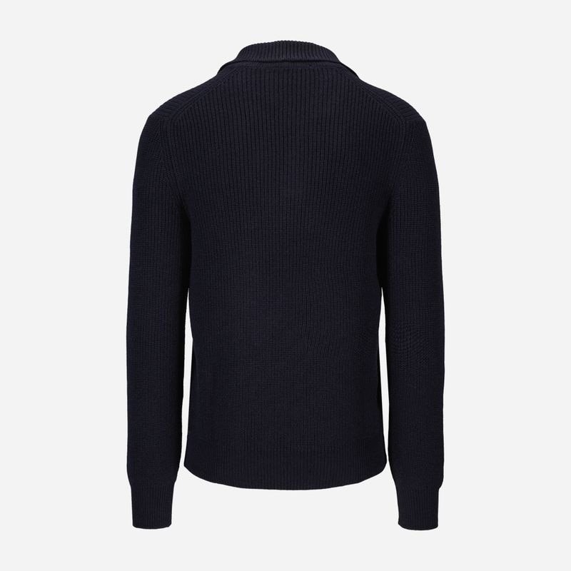 Rib Sweater Skipper Collar Wool - Navy