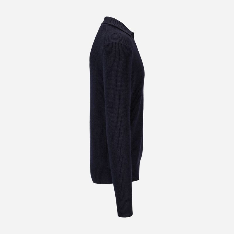 Rib Sweater Skipper Collar Wool - Navy