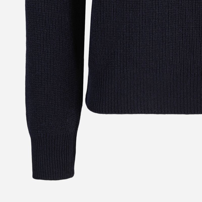 Rib Sweater Skipper Collar Wool - Navy