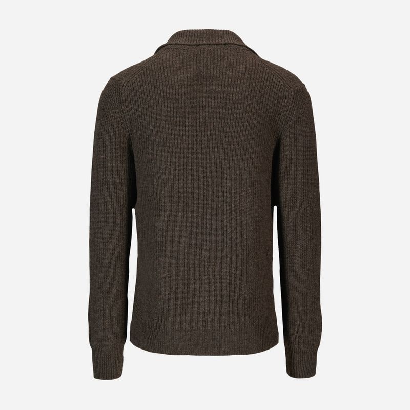 Rib Sweater Skipper Collar Wool - Brown