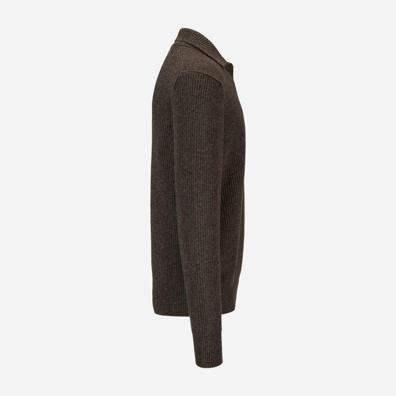 Rib Sweater Skipper Collar Wool - Brown