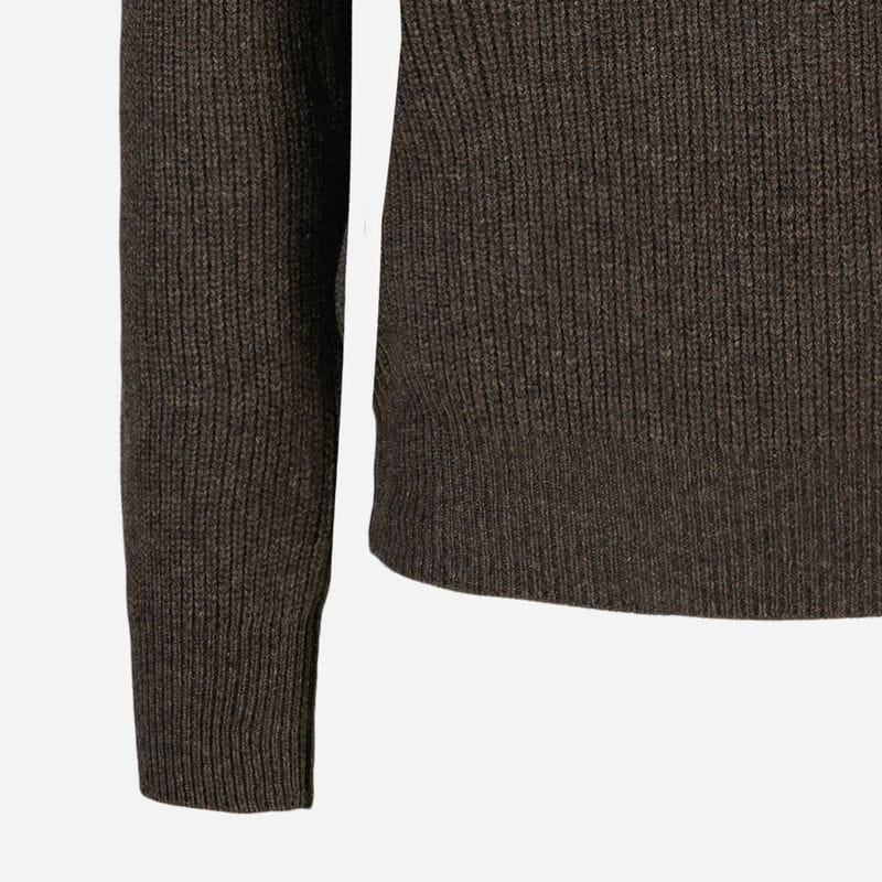 Rib Sweater Skipper Collar Wool - Brown